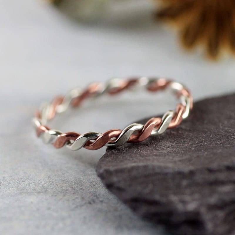 925 Silber Kupfer Twist Ring Stapelring Aus Gemischten Metallen 925 Silber Kupfer Twist Ring Stapelring Aus Gemischten Metallen von SycamoonJewellery