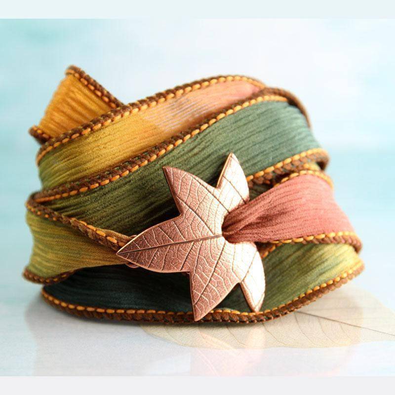 Kupfer Blatt Armband Wrap Seidenband Herbst Ahornblätterschmuck Kupfer Blatt Armband Wrap Seidenband Herbst Ahornblätterschmuck von SycamoonJewellery