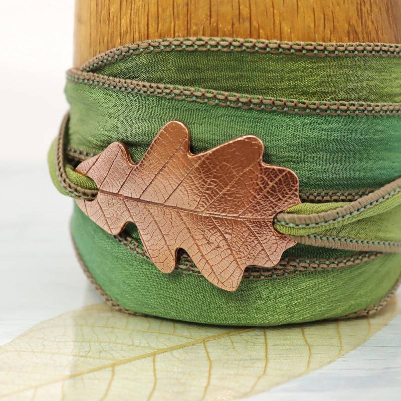 Kupfer Eichenblatt Armband | Seiden Wrap Herbstblatt von SycamoonJewellery