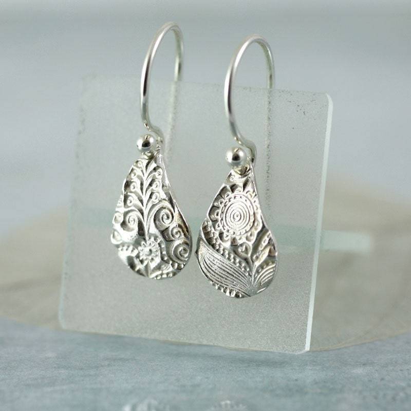 Feinsilber Ohrringe Recycled Metal Clay, Sterling Silber Ohrhaken Feinsilber Ohrringe Recycled Metal Clay, Sterling Silber Ohrhaken von SycamoonJewellery