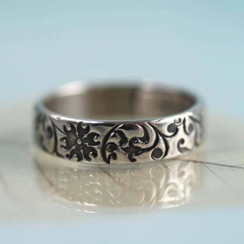 sterling Silber Blumen-Bandring Clematis Blumenkranz von SycamoonJewellery