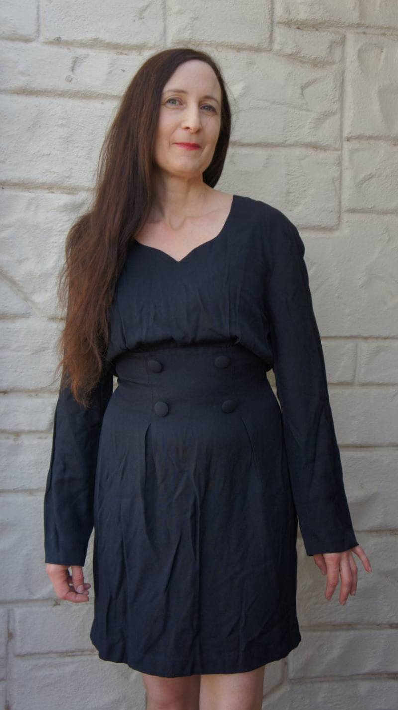 Vintage 80Er Jahre Tut 40Er Kleines Schwarzes Kleid By Helene Blake Größe Small Retro Goth von SycamoreVintage