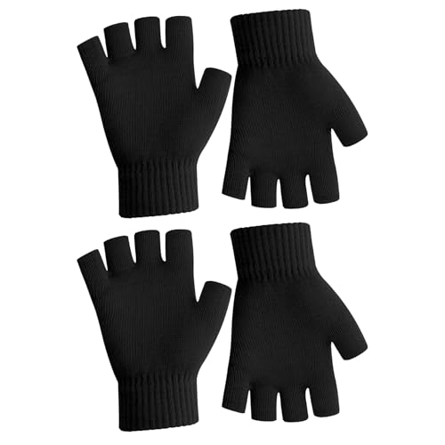 Fingerlose Handschuhe Damen,Handschuhe Fingerlos,Fingerlose Handschuhe Herren,Handschuhe Ohne Fingerkuppen,Fingerless Gloves,Handschuhe Schwarz Winter Thermo Warme Strickhandschuhe Arbeiten,2pcs von SycloPak