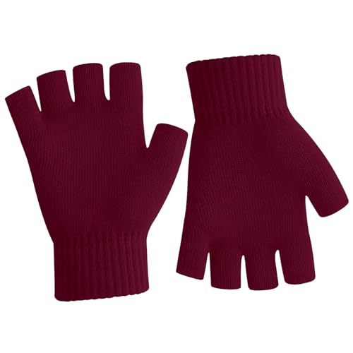Fingerlose Handschuhe Damen,Handschuhe Fingerlos,Fingerlose Handschuhe Herren,Handschuhe Ohne Fingerkuppen,Fingerless Gloves,Handschuhe Schwarz Winter Thermo Warme Strickhandschuhe Arbeiten,Blau von SycloPak