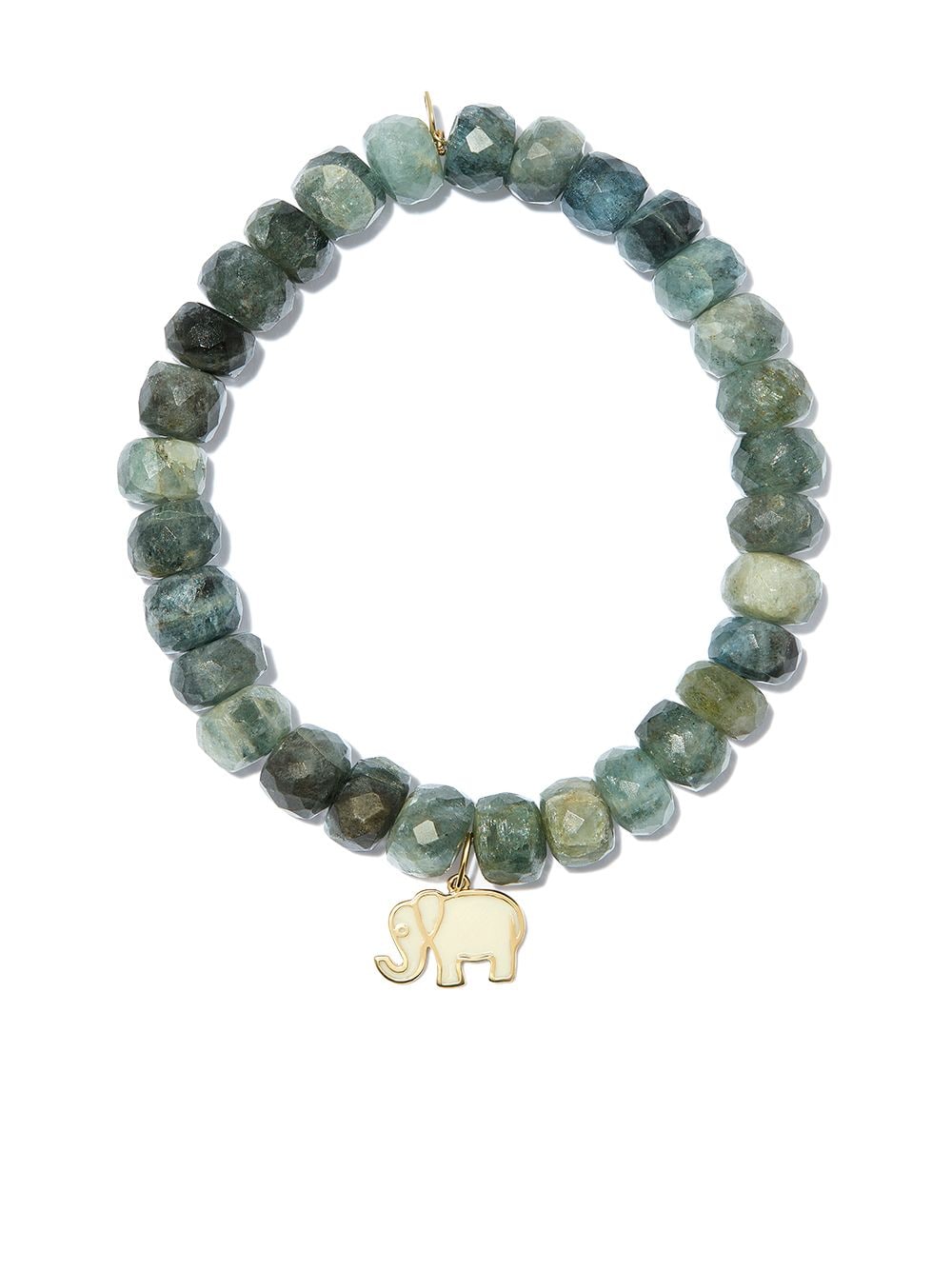 Sydney Evan Perlenarmband aus Aquamarin mit 14kt Gelbgold-Elefant von Sydney Evan