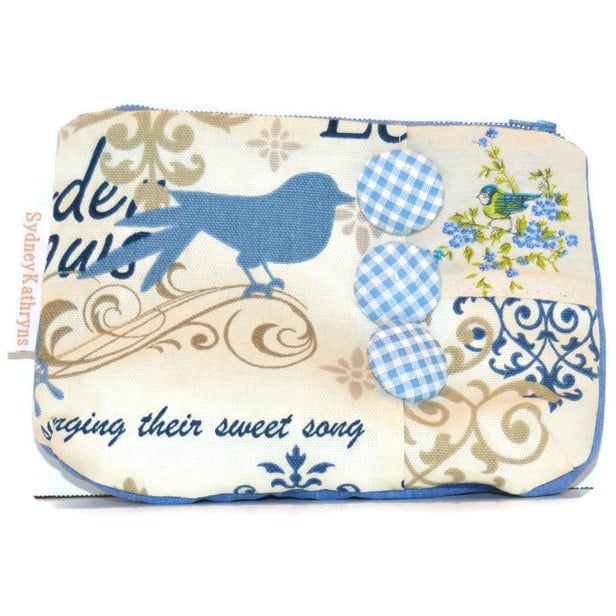 Schminktäschchen, Kosmetiktäschchen, Blauer Vogel Und Vichykaro, Geldbeutel Organizer, Schminktäschchen Schminktäschchen, Kosmetiktäschchen, Blauer Vogel Und Vichykaro, Geldbeutel Organizer, Schminktäschchen von SydneyKathryns