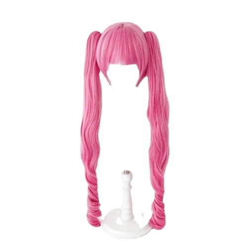 Anime Cosplay Lange Rosa Perücke Perona Cosplay Perücke mit Lockigen Doppel Zöpfe für Frauen Haar Perücken Haar Hitzebeständige synthetische Perücken für Halloween Kostüm Party Rolle Play+Perücke Cap von Syedeliso