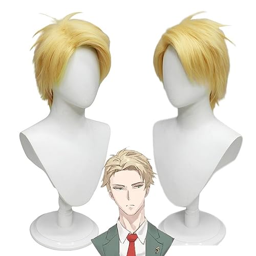 Anime Cosplay Perkücken für Erwachsene Loid Fälscher Licht blonder Steigung Beige Kurzhaar Halloween Perücken kappe von Syedeliso