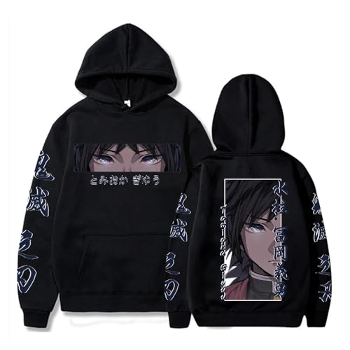 Anime Demon Slayer Hoodies Tomioka Giyuu Bedrucktes Herren Sweatshirt Harajuku Streetwear Casual Unisex Pullover (Schwarz,L) von Syedeliso