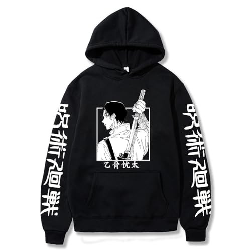 Anime Jujutsu Kaisen Yuta Okkotsu Hoodies Männer Harajuku Manga lässig Lange Ärmel Damen Herbst Winter Plus Größe Sweatshirts (Schwarz,2XL) von Syedeliso