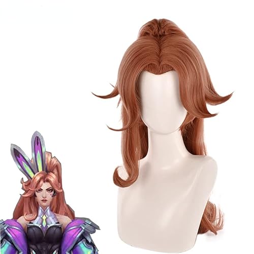 Anime LOL Schlacht Bunny Miss Fortune Cosplay Perücke Miss Fortune 75cm Lange Braun Hitze Beständig Cosplay Perücke Kappe von Syedeliso