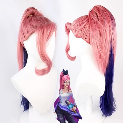 Anime League of Legends Seraph ine Cosplay Perücke Rosa Farb lauf läunges Haar falsches Haar für Halloween Kostüm Party Rolle Spielen Perücke Cap von Syedeliso