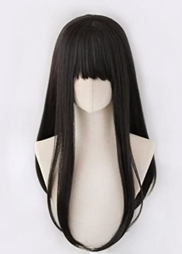 Anime Mitaka Asa Schwarz Lange Gerade Perücke Cosplay Kettensäge Mann frauen Kostüm Wärme Beständig Faser Synthetische Haar mit Kappe perücke für Party Halloween(Mitaka Asa) von Syedeliso