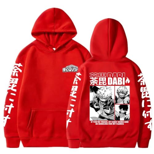 Anime My Hero Academia MHA Hoodie Dabi Manga Icons Sweatshirt Oberteile Boku No Hero Academia Geschenk Kleidung Sudadera Felpa Moletom (Rot,M) von Syedeliso