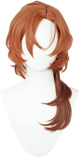 Anime Spiel Cosplay Orange Braun Lockige Perücken Cosplay Welle Perücke, Frauen Mädchen Rollenspiel Cos Requisiten Halloween Kostüm Party Synthetische Perücken+Perücke Cap von Syedeliso