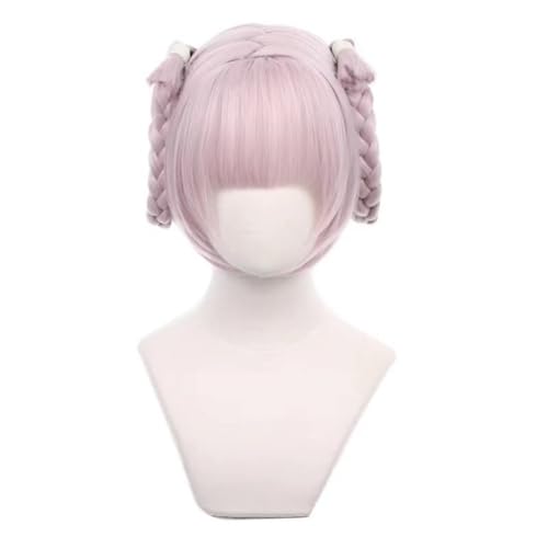 Anime kurz Pink Cosplay Perücke mit 2 abnehm baren Zopf Halloween Cosplay Custume Party Perücke für Frauen Perücke Cap von Syedeliso