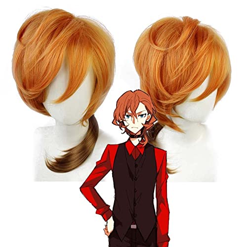 Chuuya Nakahara Cosplay Perücke mitten lange Frauen Männer Halloween Kostüm Party Anime Perücken Dunkel Orange Ombre von Syedeliso