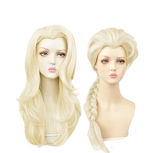 Damen geflochtenes langes weißes blondes Anime Cosplay Perücke synth etisch Zopf haar für Party Halloween Kostüm für Erwachsene Größe von Syedeliso