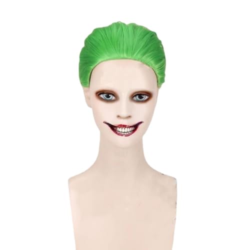 Die Joker Cosplay Perücke synth etische kurze flau chige Perücke Herren Flachs grüne Farbe Mode Party Cosplay Kostüm Perücke Halloween Karneval Maskerade Perücke von Syedeliso