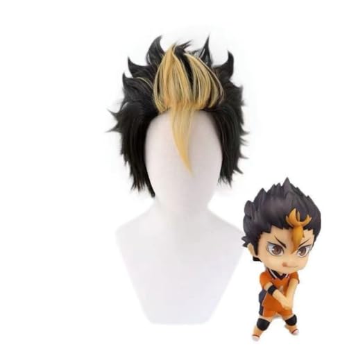 Haikyuu!! Nishi noya Yuu Cosplay Perücke kurze schwarz blonde Per rücken für Männer Jungen Haar hitze beständige synth etische Per ücken für Halloween Kostüm Party Rolle Spiele Perücken kappe von Syedeliso