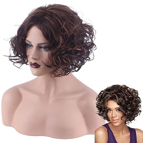 Kurze Länge Kastanie Braun Afro Curl Voll synth etische Perücke Damen Per ücken 11,8 Zoll/30 cm von Syedeliso