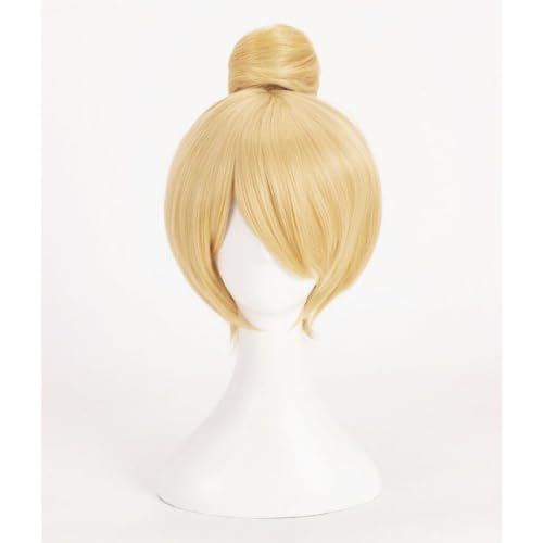 Kurze blonde Cosplay Perücke Fee Glocke Rolle Haare Perücke Erwachsene Größe synth etische Perücken Prinzessin Tinkerbell Haar kappe von Syedeliso