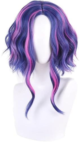 Lady Nagant Cosplay Perücke MHA Frauen Kurze Wellige Blau Lila Rosa Synthetisch Haar Halloween Kostüm Party Rolle Play+Perücke Cap von Syedeliso