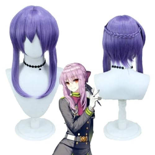 Seraph des Endes Cosplay Shinoa Hiiragi Kostüm mit Perücke Anime Navy Uniform Kleid Halloween Kostüm Anime Cosplay+Perücke Cap von Syedeliso