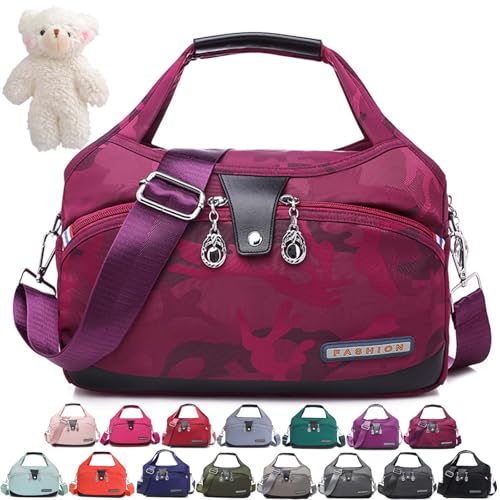 Beautifuldeer Anti Theft Handbag, Fashion Lightweight Messenger Bag, Waterproof Oxford Cloth Satchel, Zipper Multi-Layer (Camouflage Red) von Syeefula