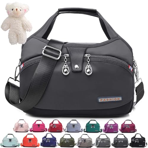 Beautifuldeer Anti Theft Handbag, Fashion Lightweight Messenger Bag, Waterproof Oxford Cloth Satchel, Zipper Multi-Layer (Dark Gray) von Syeefula