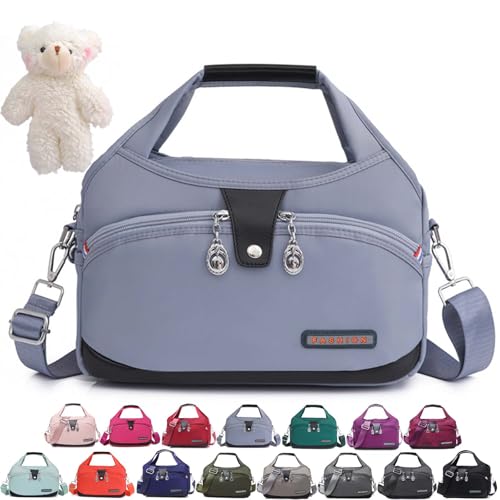 Beautifuldeer Anti Theft Handbag, Fashion Lightweight Messenger Bag, Waterproof Oxford Cloth Satchel, Zipper Multi-Layer (Fog Blue) von Syeefula