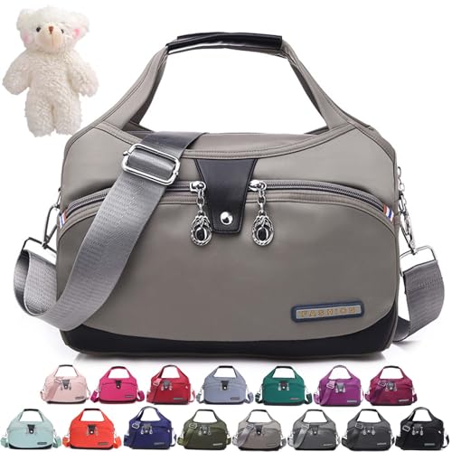 Beautifuldeer Anti Theft Handbag, Fashion Lightweight Messenger Bag, Waterproof Oxford Cloth Satchel, Zipper Multi-Layer (Light Champagne) von Syeefula
