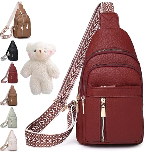 Wbougisay Crossbody Bag, Anti-Theft Embroidery Solid Color Crossbody Bag for Daily Travel, Multiple Pockets, Large Capacity (Red) von Syeefula