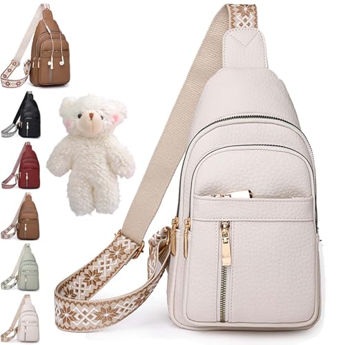 Wbougisay Crossbody Bag, Anti-Theft Embroidery Solid Color Crossbody Bag for Daily Travel, Multiple Pockets, Large Capacity (White) von Syeefula