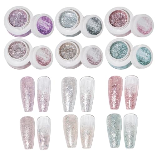 Syengery Glitzer Gel Nagellack - 6 Stück Glitzernder UV-Gel-Lack - Langlebige Maniküre-Ausstattung Für Damen Syengery Glitzer Gel Nagellack - 6 Stück Glitzernder UV-Gel-Lack - Langlebige Maniküre-Ausstattung Für Damen von Syengery