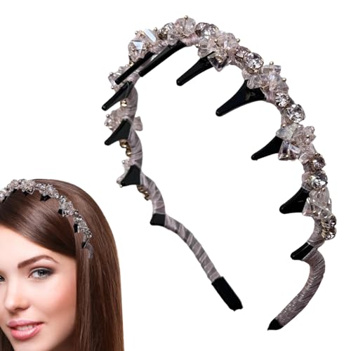 Syengery Haarbänder Mit Zähnen | Elegante Strasssteine Kopfband Mit Anti-Rutsch-Zinken - Anti-Rutsch Mode Haarschmuck Dekorativ für Frauen Mädchen Brautjungfern Bräute Party Hochzeit Festivals von Syengery