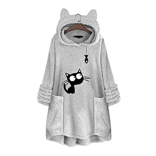 Syfinee Oversized Hooded Blanket Top für Frauen Super Cute Animal Pattern Fleece Hoodie mit Große Tasche Bequem von Syfinee