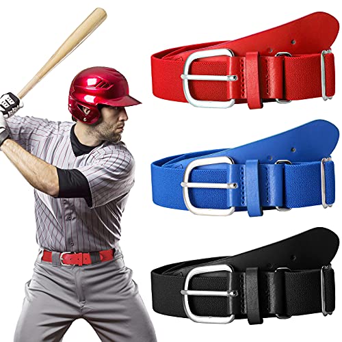 3 Stücke Baseball Gürtel Elastischer Weich Ballgürtel Verstellbarer Softballgürtel Taillen Gürtel Unisex für Jugendliche und Erwachsene mit 1-1/2 Zoll Schnalle von Syhood