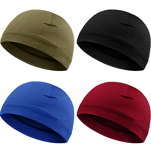 4 Herren Schädelkappen (Grün, Blau, Weinrot, Schwarz, Solider Stil) von Syhood