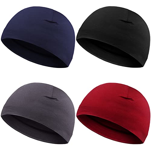 4 Stücke Laufmütze Herren und Damen Sportmütze Fahrrad Mütze Beanie Skull Cap Baumwolle Mütze Schlafmützen Dehnbar für Herren Damen von Syhood