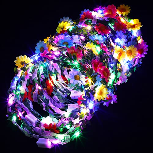 40-teiliges LED-Blumen-Stirnband-Kronen-Set, beleuchteter Blumenkranz, Krone, leuchtendes Blumen-Kopfschmuck für Frauen und Mädchen (Sonnenblumen-Stil) von Syhood