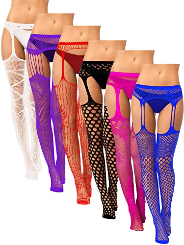 6 Netzstrümpfe (Weiß, Lila, Hellrot, Schwarz, Rose, Marineblau) von Syhood