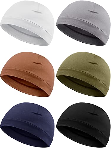 Syhood 6 Stück Herren Totenkopf Kappen Baumwolle Beanies Schlafmützen Multifunktionale Helm Liner Cap für Männer und Frauen, Klassische Farben, Einheitsgröße von Syhood