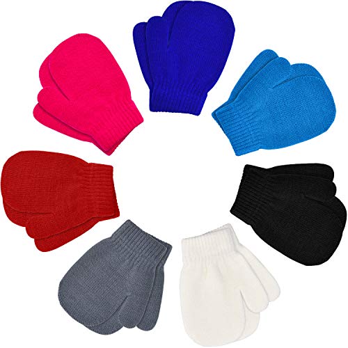 7 Paare Kleinkind Unisex Kinder Handschuhe Stretch Voll Finger Fäustlinge Winter Warme Strick Handschuhe (Mehrfarbig, 1-4 Jahre Größe) von Syhood