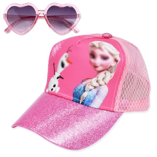 Syijupo Mädchen Hut und Sonnenbrille Set Prinzessin Hut und Sonnenbrille Rosa Kinder Verstellbare Baseball Cup Prinzessin Sonnenbrille UV400 Sonnenbrille für Alter 4-12 für Garden Park Beach von Syijupo