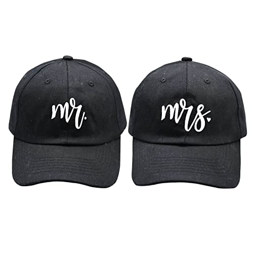 Syiomlis Mr and Mrs bestickte Baseballkappen, Baseballmützen für Männer und Frauen, Brautgeschenk, Brautpaar, Flitterwochen, Hochzeitsgeschenk, schwarz von Syiomlis