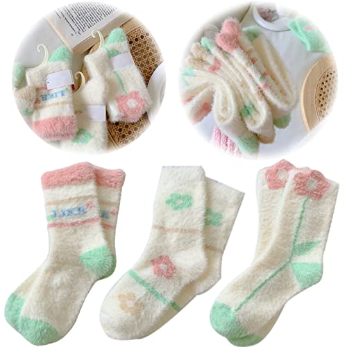 Kuschelsocken Damen, Damen Kuschelsocken Flauschige, Pack Warme Socken Damen, Flauschige Warme Dicke Wintersocken Bettsocken, Winter-Thermo-Baumwollsocken, Familie Socken katzensocken damen 35-42 von Sykerout