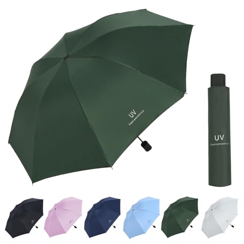 Mini Regenschirm,Taschenschirme Mit 8 Rippen,Regenschirm Sturmfest, Taschenschirm Uv Schutz, Sonnenschutz Regenschirm Im Freien Uv Faltender Regenschirm,Winddicht Und Sturmfest（Dunkelgrün） von Sykerout