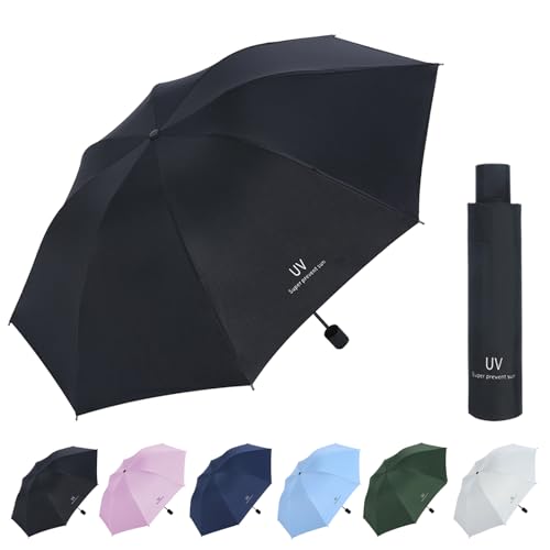 Mini Regenschirm,Taschenschirme Mit 8 Rippen,Regenschirm Sturmfest, Taschenschirm Uv Schutz, Sonnenschutz Regenschirm Im Freien Uv Faltender Regenschirm,Winddicht Und Sturmfest（Schwarz） von Sykerout
