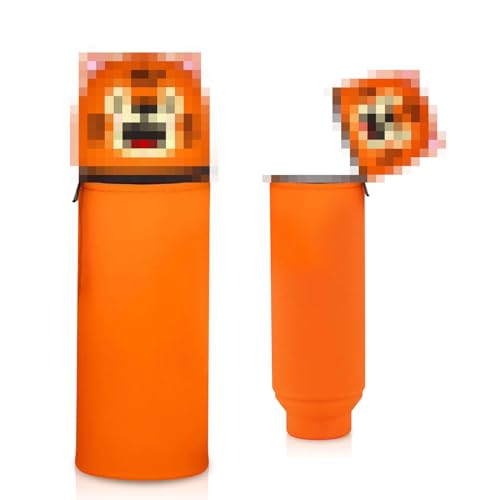 Silikon Federmäppchen mit Tierdesign - Süßes 2-in-1 Schulmäppchen aus weichem Silikon | Federmappe & Stiftehalter | Schlampermäppchen für Schule, Büro (Orange Tiger) von Sykerout